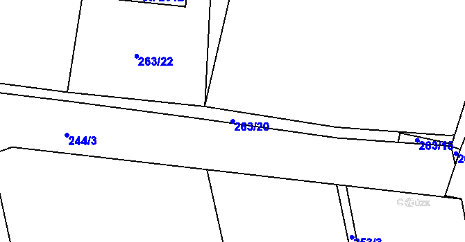 Parcela st. 263/20 v KÚ Hodolany, Katastrální mapa