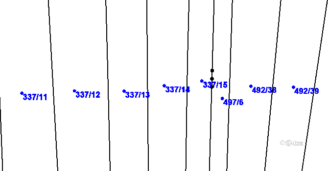 Parcela st. 337/14 v KÚ Hodolany, Katastrální mapa