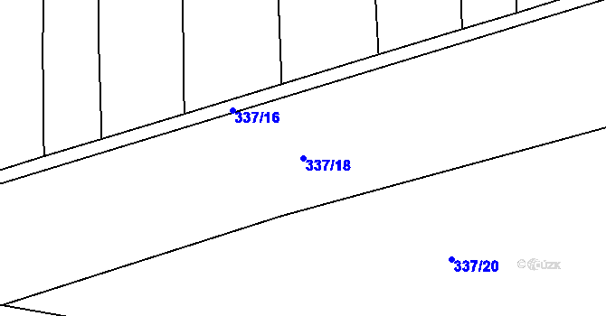Parcela st. 337/18 v KÚ Hodolany, Katastrální mapa