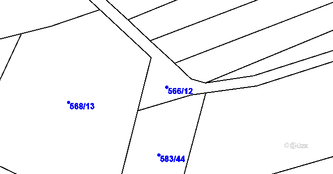 Parcela st. 566/12 v KÚ Hodolany, Katastrální mapa