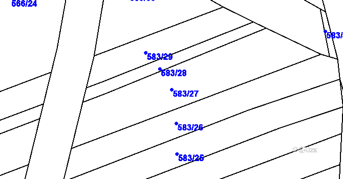 Parcela st. 583/27 v KÚ Hodolany, Katastrální mapa
