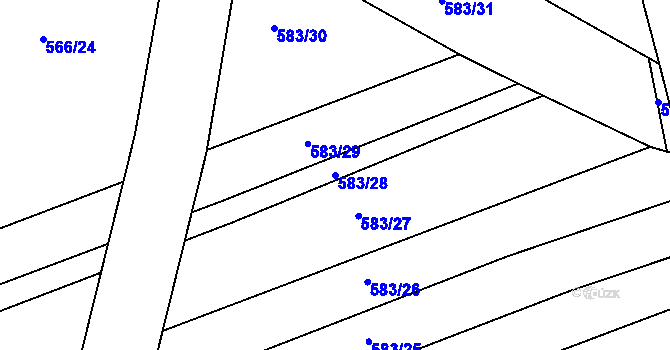 Parcela st. 583/28 v KÚ Hodolany, Katastrální mapa