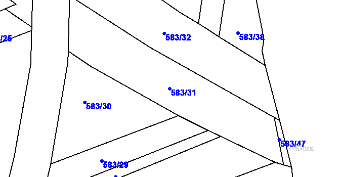 Parcela st. 583/31 v KÚ Hodolany, Katastrální mapa