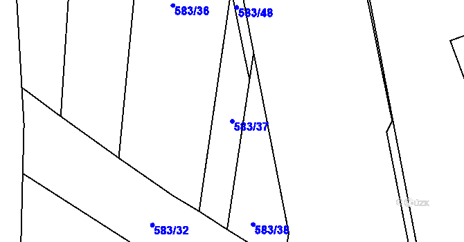 Parcela st. 583/37 v KÚ Hodolany, Katastrální mapa