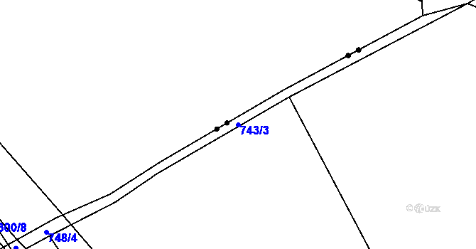 Parcela st. 743/3 v KÚ Hodolany, Katastrální mapa