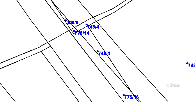 Parcela st. 748/1 v KÚ Hodolany, Katastrální mapa