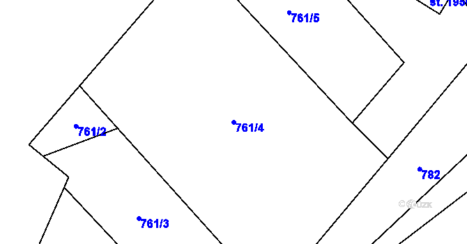 Parcela st. 761/4 v KÚ Hodolany, Katastrální mapa