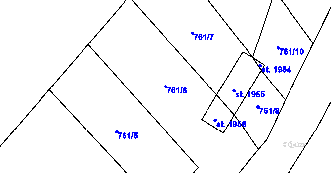 Parcela st. 761/6 v KÚ Hodolany, Katastrální mapa