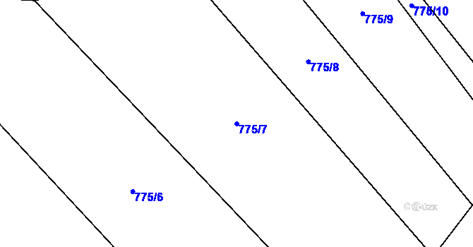 Parcela st. 775/7 v KÚ Hodolany, Katastrální mapa