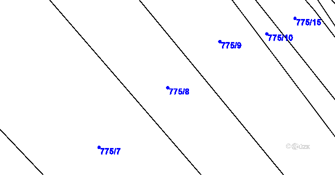 Parcela st. 775/8 v KÚ Hodolany, Katastrální mapa