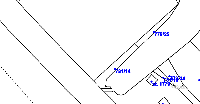 Parcela st. 779/16 v KÚ Hodolany, Katastrální mapa