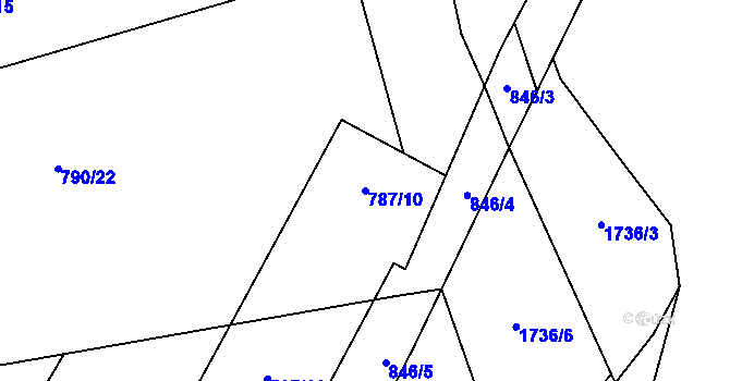 Parcela st. 787/10 v KÚ Hodolany, Katastrální mapa