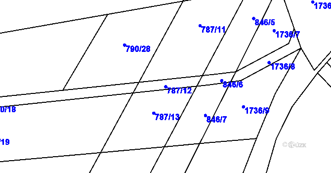 Parcela st. 787/12 v KÚ Hodolany, Katastrální mapa