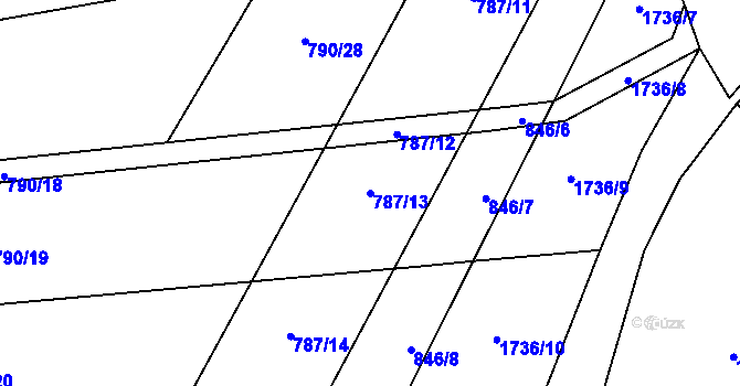 Parcela st. 787/13 v KÚ Hodolany, Katastrální mapa