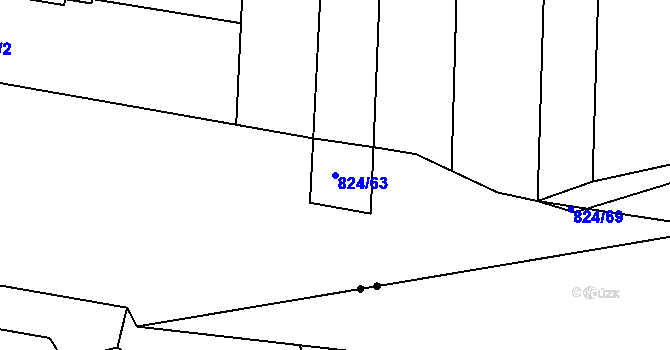 Parcela st. 824/63 v KÚ Hodolany, Katastrální mapa