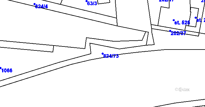 Parcela st. 824/73 v KÚ Hodolany, Katastrální mapa