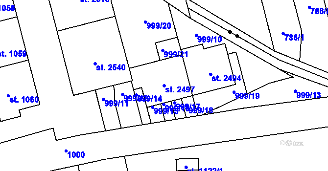 Parcela st. 2497 v KÚ Hodolany, Katastrální mapa