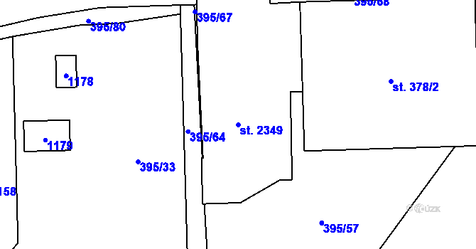 Parcela st. 2349 v KÚ Hodolany, Katastrální mapa