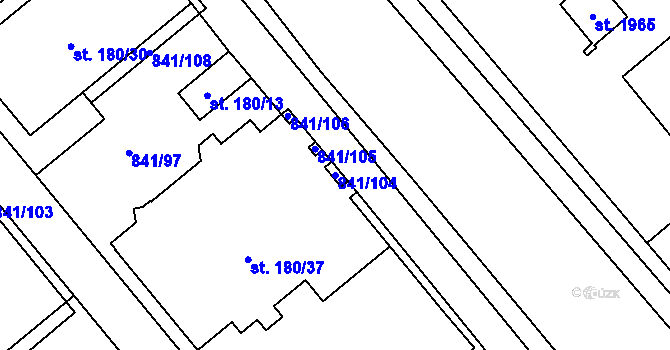Parcela st. 841/104 v KÚ Hodolany, Katastrální mapa