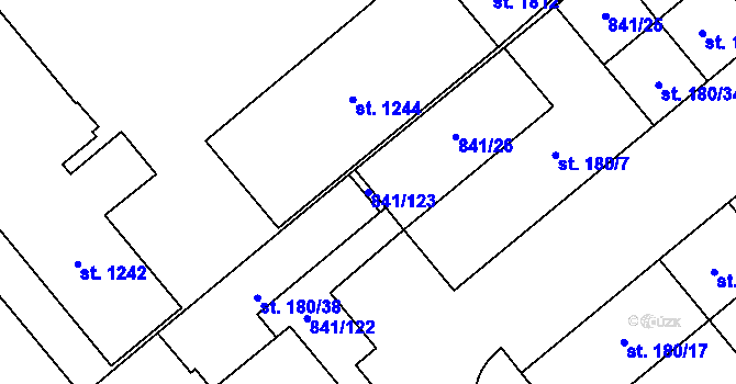 Parcela st. 841/123 v KÚ Hodolany, Katastrální mapa