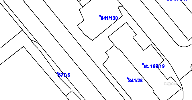 Parcela st. 841/124 v KÚ Hodolany, Katastrální mapa