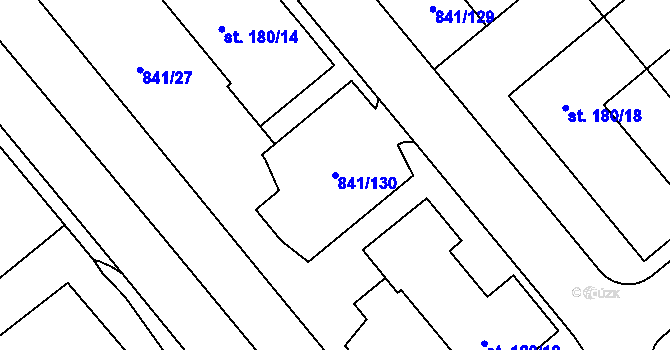 Parcela st. 841/130 v KÚ Hodolany, Katastrální mapa