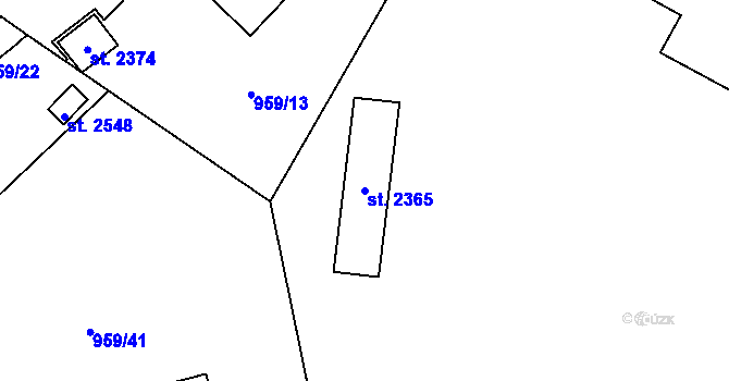Parcela st. 2365 v KÚ Hodolany, Katastrální mapa