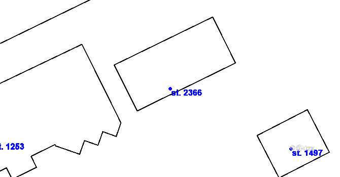 Parcela st. 2366 v KÚ Hodolany, Katastrální mapa