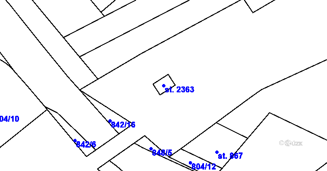 Parcela st. 2363 v KÚ Hodolany, Katastrální mapa
