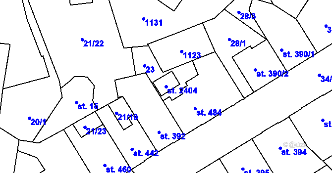 Parcela st. 2404 v KÚ Hodolany, Katastrální mapa