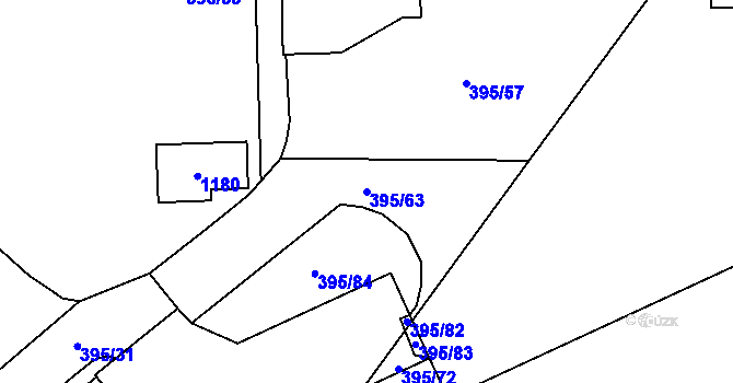 Parcela st. 395/63 v KÚ Hodolany, Katastrální mapa