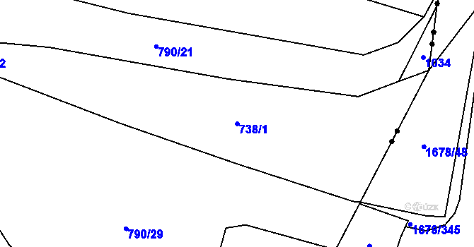 Parcela st. 738/1 v KÚ Hodolany, Katastrální mapa