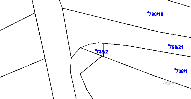 Parcela st. 738/2 v KÚ Hodolany, Katastrální mapa