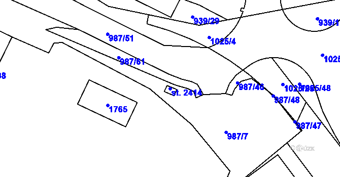 Parcela st. 2414 v KÚ Hodolany, Katastrální mapa