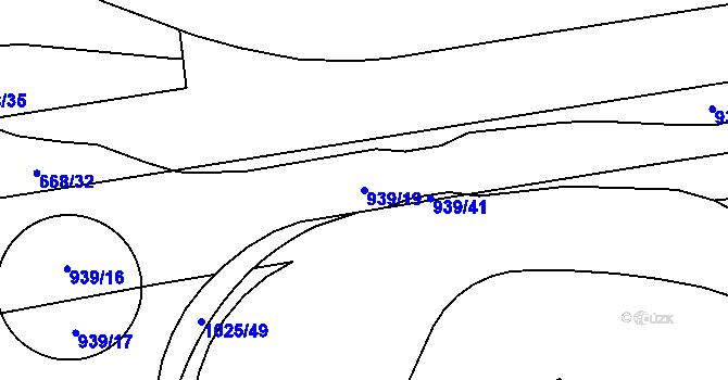 Parcela st. 939/19 v KÚ Hodolany, Katastrální mapa