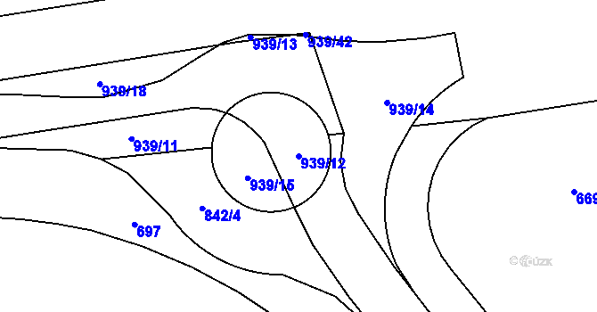 Parcela st. 939/12 v KÚ Hodolany, Katastrální mapa
