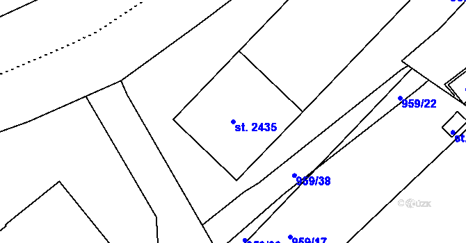 Parcela st. 2435 v KÚ Hodolany, Katastrální mapa