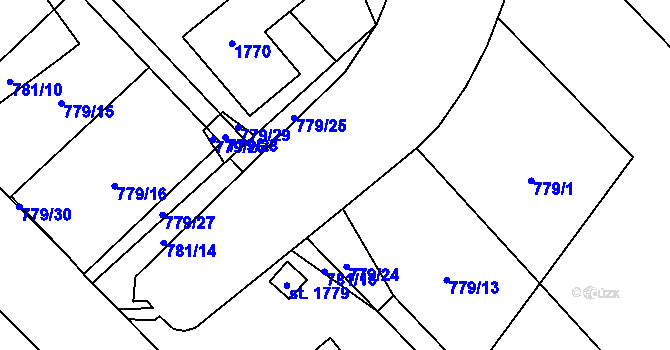 Parcela st. 779/24 v KÚ Hodolany, Katastrální mapa