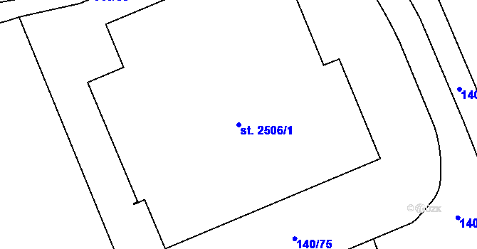 Parcela st. 2506/1 v KÚ Hodolany, Katastrální mapa