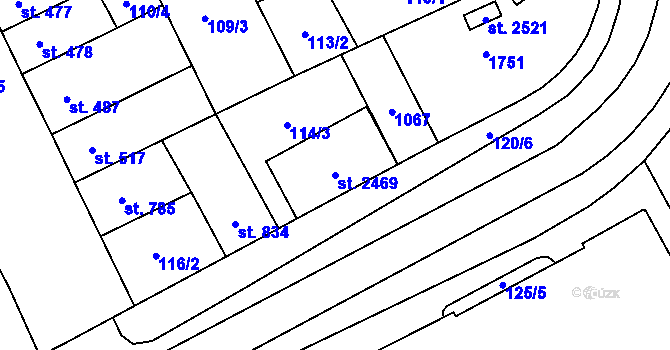 Parcela st. 2469 v KÚ Hodolany, Katastrální mapa