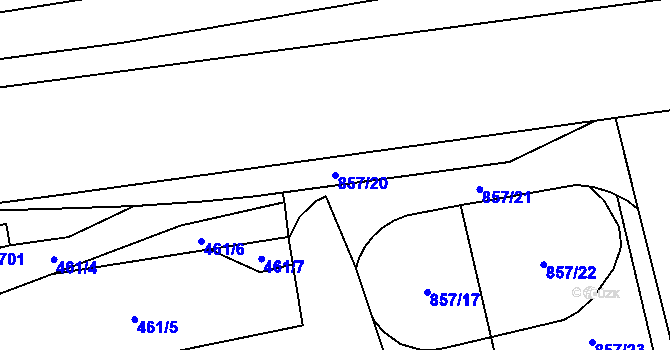 Parcela st. 857/20 v KÚ Hodolany, Katastrální mapa