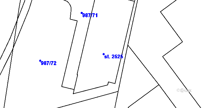 Parcela st. 2525 v KÚ Hodolany, Katastrální mapa