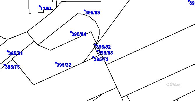 Parcela st. 395/83 v KÚ Hodolany, Katastrální mapa
