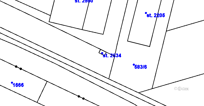 Parcela st. 2534 v KÚ Hodolany, Katastrální mapa
