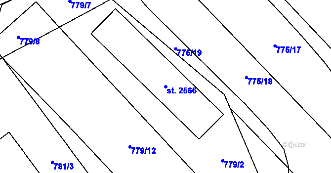 Parcela st. 2566 v KÚ Hodolany, Katastrální mapa