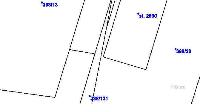 Parcela st. 388/136 v KÚ Hodolany, Katastrální mapa