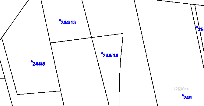 Parcela st. 244/14 v KÚ Hodolany, Katastrální mapa
