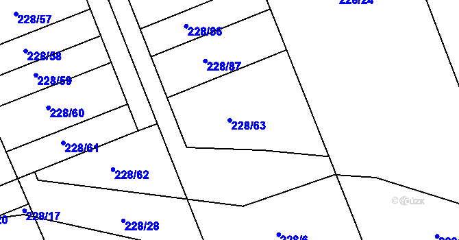 Parcela st. 228/63 v KÚ Hodolany, Katastrální mapa