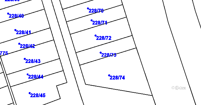 Parcela st. 228/73 v KÚ Hodolany, Katastrální mapa