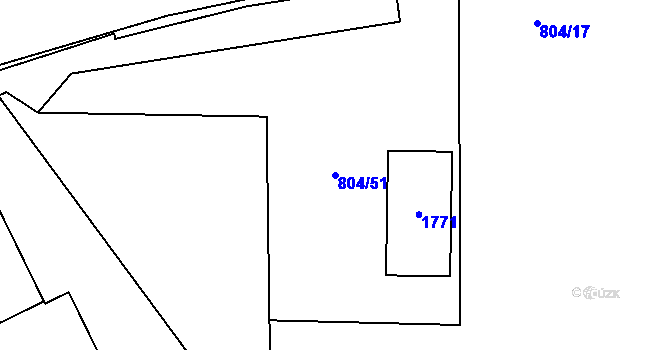 Parcela st. 804/51 v KÚ Hodolany, Katastrální mapa